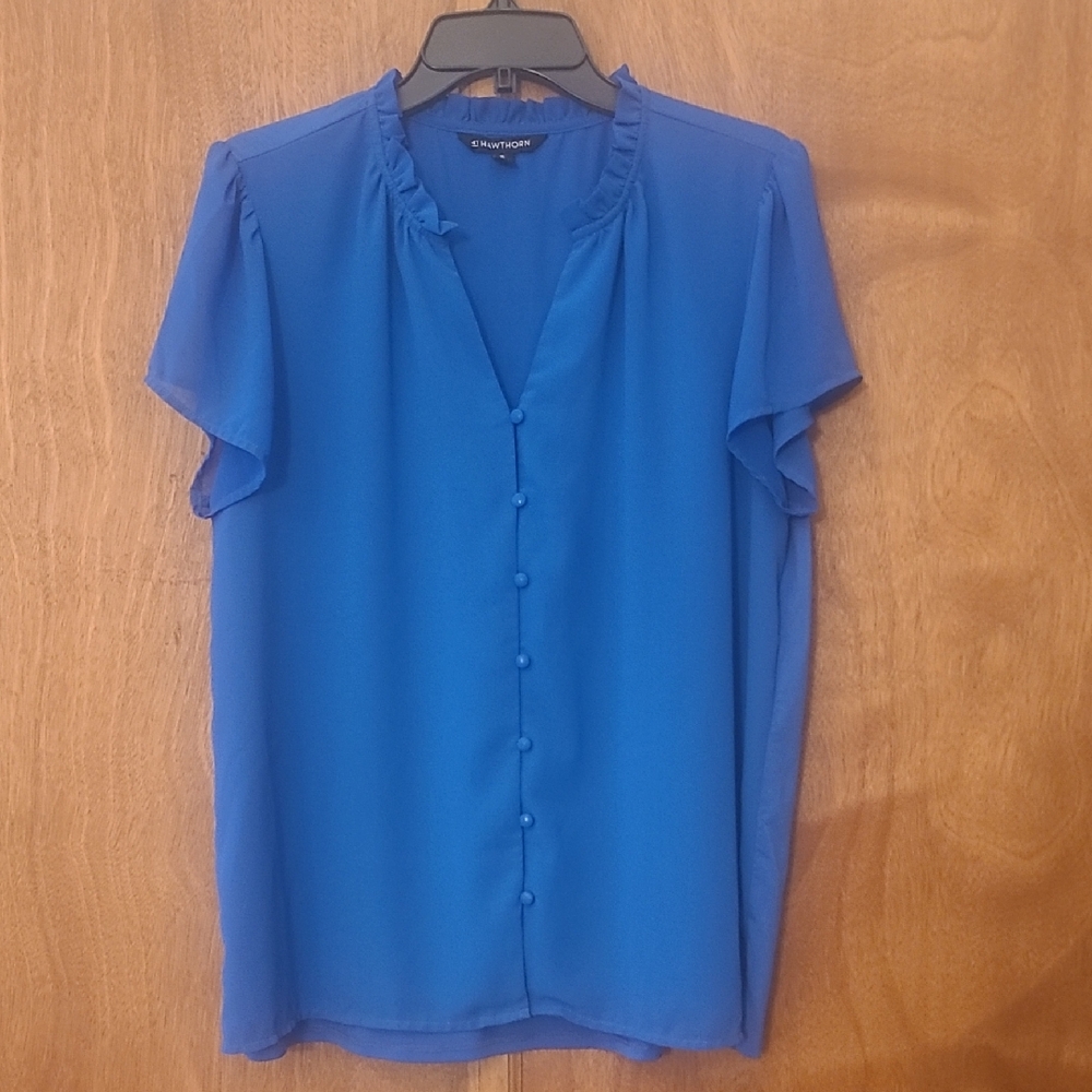 41 Hawthorn Cobalt Blue Button-Up Blouse